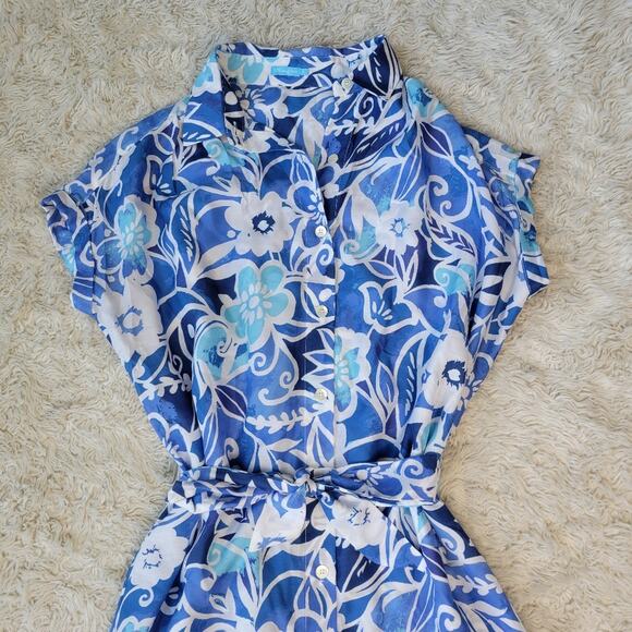 J. Mclaughlin Floral Button Up Tie Dress Women's Small - Picture 5 of 9